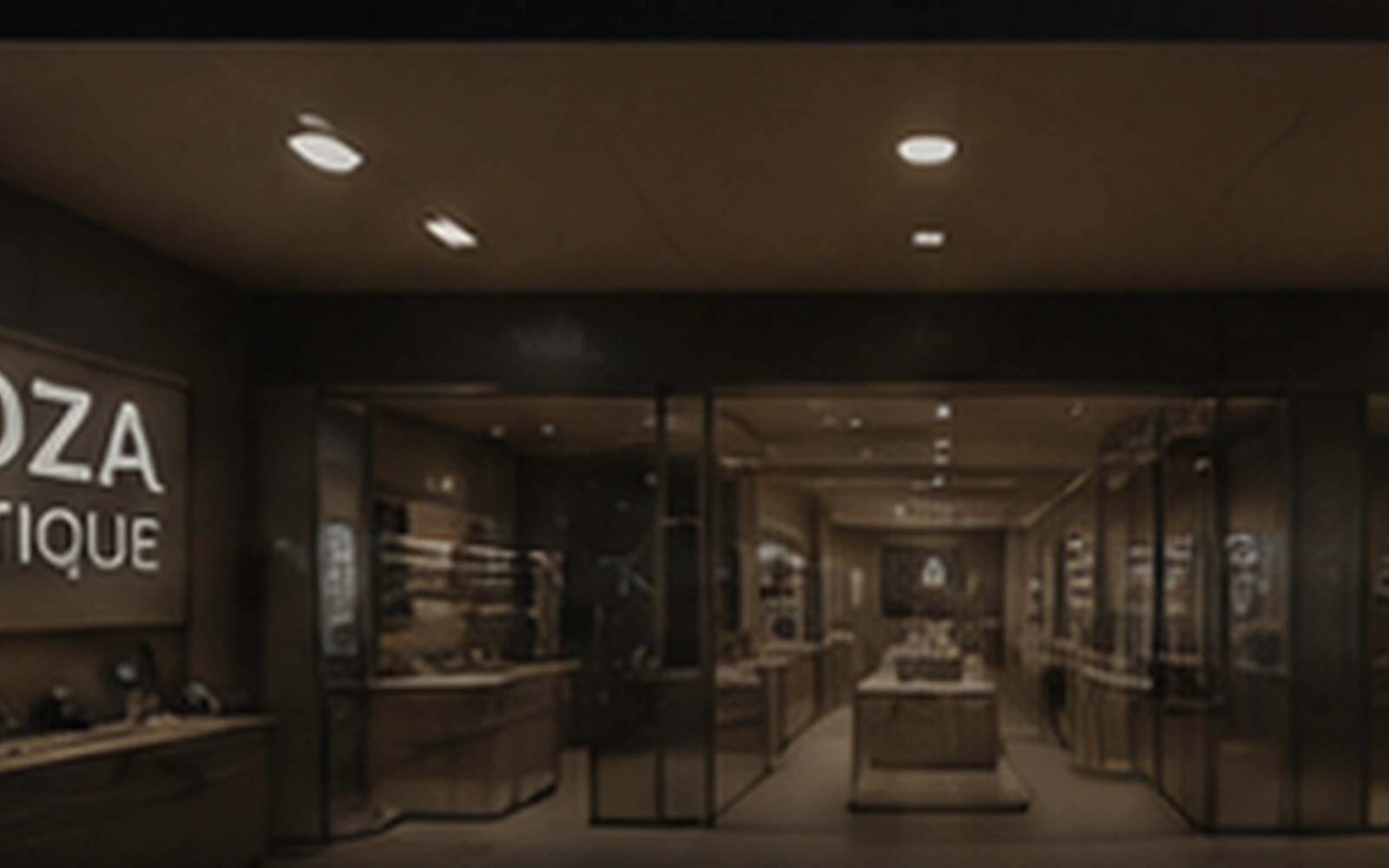 Boutique Loza Optique présentée dans une ambiance premium sombre et chaleureuse